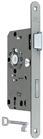 BKS Standard Zimmertürschloss/Türschloss mit Metall Falle und Riegel, mit Buntbart 55/72/8, Stulp: 20 x 235mm abgerundet, DIN Rechts incl. SN-TEC® Montageset