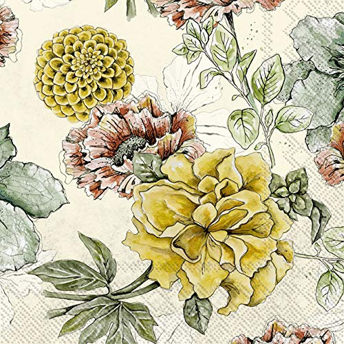Boston International IHR 3-lagige Papierservietten, 20 Stück, Blossom Tale Cream