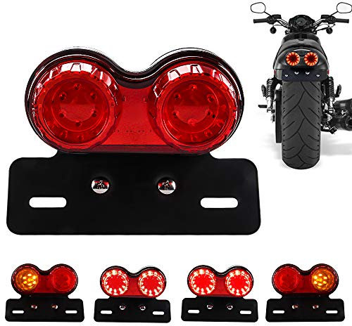 Chemini 40W 40-LED Luz trasera de la motocicleta Luces de freno, intermitentes y luces de conducción integradas Con soporte de luz de matrícula(Lente roja)