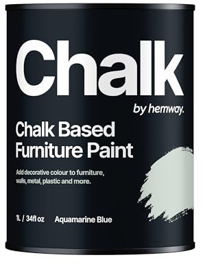 Hemway - Chalk Based Furniture Paint - Aquamarine Blue 1 L | Chalky Matt Shabby Chic Finish for Interior & Exterior Home Decor | Quick Dry & All-in-one