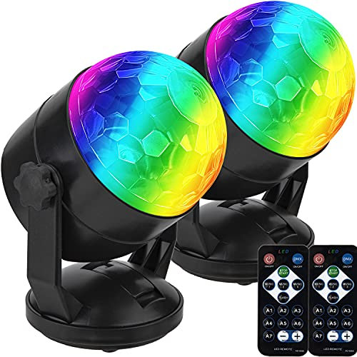CATPOWER Fernbedienung, batteriebetrieben, tragbar, klangaktivierte Party-Lichter für draußen und drinnen, oder USB-Stecker, DJ-Beleuchtung, RBG-Disco-Kugel, Stroboskop-Lampe, Bühnen-Par-Licht für Ca