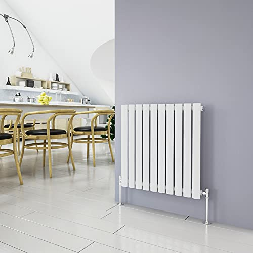 Horizontal Column White Radiator Oval Single Designer Radiator 600x590mm Central Heating Interior Design
