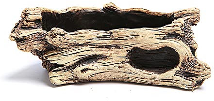 DIYOMR Zement Treibholz Pflanztöpfe Imitation Stump Log Beton Blume Sukkulenten Topf / Behälter (19,6 cm L x 9,4 cm B x 7,9 cm H, Untertönung)