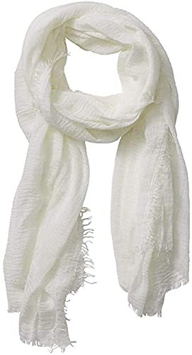 Chic Ladies Cotton Blend Crinkle Shawl - Soft Long Wrap Head Scarf For Women (Off White)