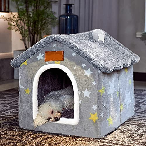 Hundehaus für den Innenbereich, Faltbare Hundehütte, Bettmatte mit Kissen für kleine, mittelgroße und große Hunde und Katzen, Winter, warmes Katzennest, Welpenhöhle, Sofa, Haustierprodukte (mittel)