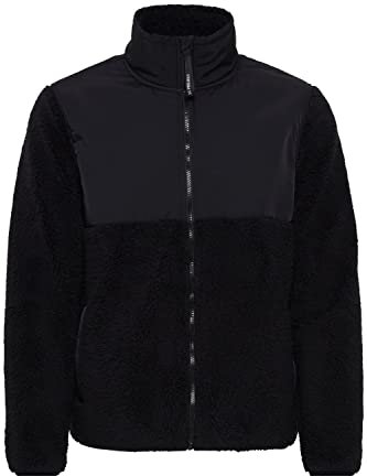 11 Project Pijke Herren Sweatjacke Cardigan Jacke Mit Teddy-Futter mit Stehkragen, Größe:XL, Farbe:Black (194007)