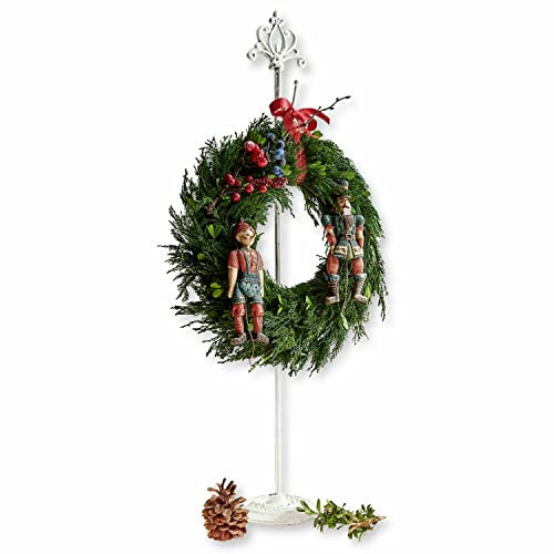Loberon Kranzständer Irulan, Antik-Finish, Vintage-Design, Weihnachtsdekoration, Weihnachten, Gusseisen, antikweiß