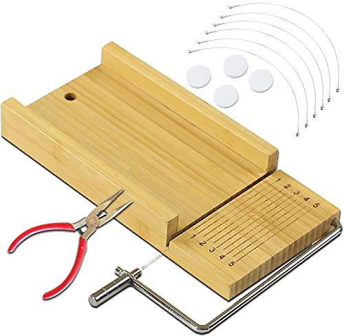 Savon Cutter, Coupe Savon Fait à la Main Kit en Bois, Kit de Coupe-Savon Réglable Avec pince à becs fins + 3 fils de rechange
