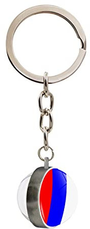 Colorful Україна Schlüsselring, Ukraine Russland Fußball Zeit Edelstein doppelseitiger Glaskugel-Schlüsselanhänger Geschenk Keychain Anhänger Für Freund, Ehemann, Vater (Russia, 8cm)