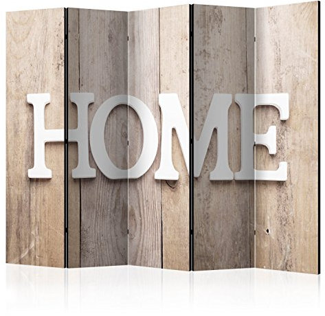murando Akusticher Raumteiler Home Holz-Optik Foto Paravent 225x172 cm beidseitig auf Vlies-Leinwand Bedruckt Akustikschaum Trennwand Spanische Wand Sichtschutz Home Office weiß beige m-B-0033-z-c
