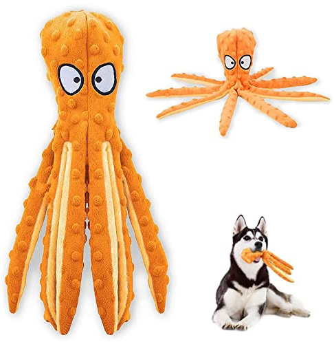 SHOKUTO Squeaky Dog Toy Octopus, Durable No Stuffing Plush Dog Chew Toys, Interactive Dog Toys for Boredom for Puppies Small Medium Large Dogs, Birthday Christmas Dog Toy
