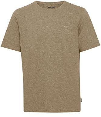 Blend BHWilton Melange Tee Herren T-Shirt Kurzarm Shirt Rundhals-Ausschnitt kleine Bruststickerei hochwertige Baumwoll-Qualität, Größe:S, Farbe:Crockery (161104)