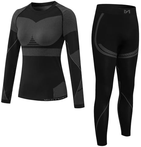 MEETYOO Thermounterwäsche Damen, Skiunterwäsche Frauen Thero Funktionsunterwäsche Winter Atmungsaktiv Funktionswäsche für Ski Sport Running