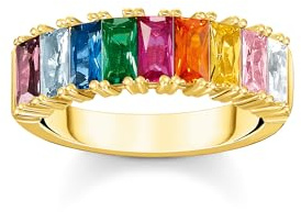 THOMAS SABO Ring bunte Steine gold 925 Sterlingsilber, 750 Gelbgold Vergoldung