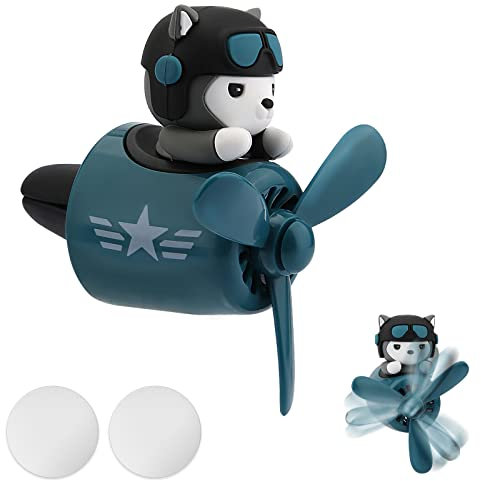 Cute Husky Dog Pilot Car Air Fresheners, Air Vent Clips Cute Cartoon Pilot Rotating Car Diffuser Decorations Interior Aesthetic Car Air Outlet Clips for Car Air Conditioner Women Men