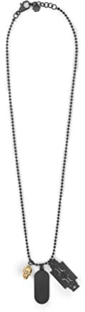 Philipp Plein Herren Kette Halskette Edelstahl IP Schwarz Plein Tag PJ0AA04NU
