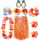 baotongle 8 Stück Hawaii Party Kostüm Set mit Halskette Armbänder Stirnband Blume BH Haarblume und Ananas Sonnenbrille für Beachparty Deko Multicolor 60cm