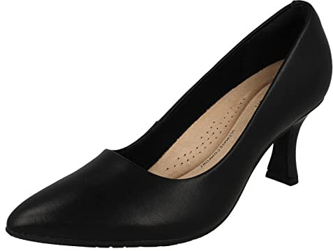 Clarks Ladies Elegant Pointed Toe Court Shoes Kataleyna Gem - Black Leather - UK Size 6E - EU Size 39.5 - US Size 8.5W