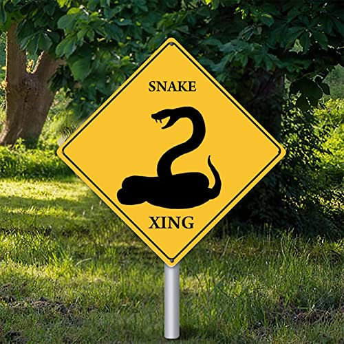 Snake Xing Wandkunst Dekor Metallschild Warnschild Vorsicht Schlange Retro Vintage Blechschild Lustige Aluminiumschilder 25,4 x 25,4 cm Geschenkschild für Garten Straße