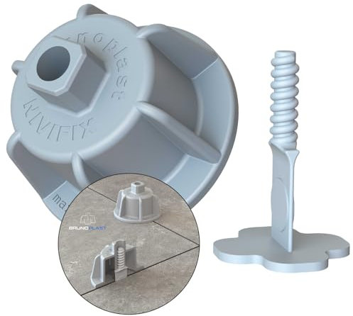 Brunoplast NIVIFIX Starter-Set PRO grau, 300-teiliges Fliesen Nivelliersystem 1.7 mm für Wand- und Bodenfliesen von 12-20 mm Stärke, Fliesenverlegehilfe, Gewindelaschen, Zuglaschen, Fliesen Werkzeug