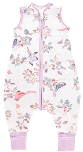 Chilsuessy Baby Schlafsack mit Beinen 1.5 Tog Schlafsack 100% Baumwolle Ganzjahres Schlafsack mit Füßen Babyschlafsack Schlafsack Kinder, 1.5 Tog/Frühlingsmagpie, 100cm/Baby Höhe 105-115cm