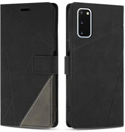 SONWO Hülle für Samsung Galaxy S20 Hülle, Premium PU Leder Handyhülle Wallet Silikon Schutzhülle Klapphülle für Galaxy S20, Schwarz