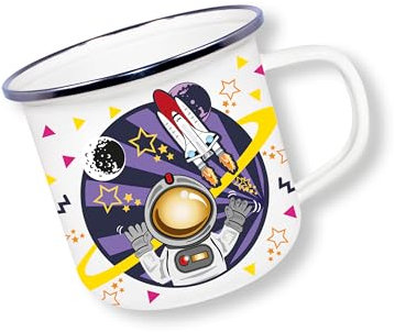 Deluxebase Anamelware Cute Collection - Space Small 375ml Enamel Mug Great for Travel, Camping and Everyday Use. Reusable Cup for Coffee, Soup and Cold Drinks