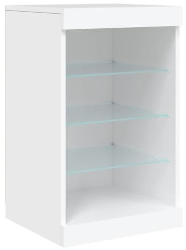 vidaXL Buffet avec Lumières LED, Armoire Latérale de Rangement, Organisateur de Salon Salle de Séjour Maison Intérieur, Moderne, Blanc