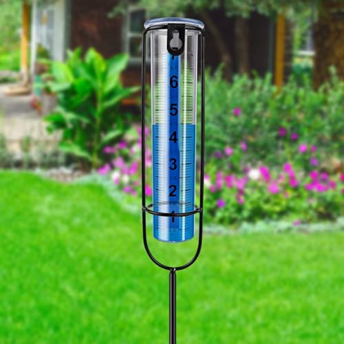 Pluviometre, 7 Pouces Pluviometre Exterieur Jardin, Pluviomètres en Verre avec Piquet en Métal, Pluviomètre De Jardin, Pluviomètre Amovible, Pluviomètre Exterieur pour Jardiniers, Cour, Pelouse