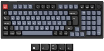 Keychron V5 MAX Teclado Mecánico Inalámbrico Personalizado, 2.4 GHz Bluetooth Conexión por Cable QMK/Via Programable, Hot-Swap Interruptores Gateron Jupiter Rojos para Mac/Windows/Linux-ES Layout