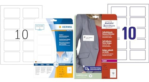 HERMA 4412 Namensetiketten ablösbar, 25 Blatt, 80 x 50 mm & AVERY Zweckform L4785-20 Namensetiketten