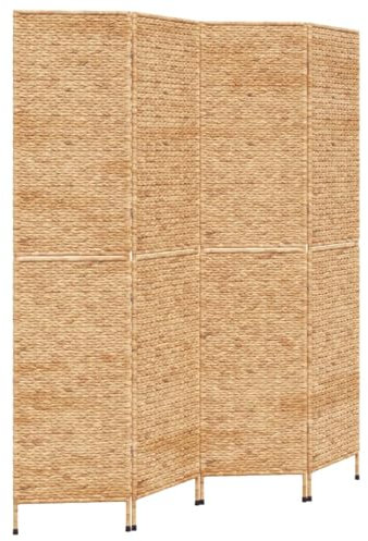 Paravent Raumteiler Faltbar, 4-teilig Sichtschutz, Faltbarer Raumtrenner, Trennwand für Home Office, 163x180 cm Wasserhyazinthe