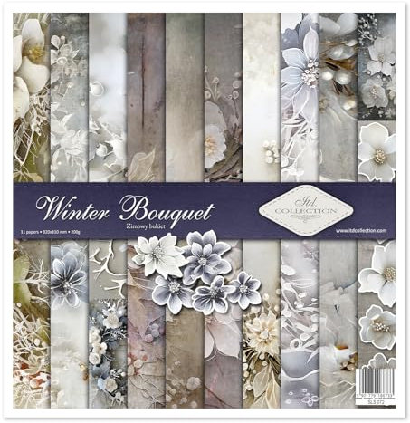 ITD Collection - Scrapbook Papier - Scrapbooking Set - Motivpapier zum Basteln - Dekorpapier 12x12 inches - 310 x 310 mm - 10 Blatt + 1 – Winter Bouquet - SLS-072