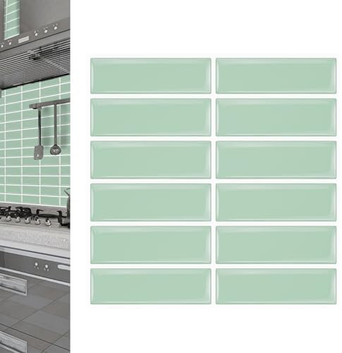 Suusolny 3D Fliesenaufkleber Fliesen Klebefliesen Selbstklebende Küchenrückwand Klebefolie Wandaufkleber für Küche Bad Komplett Grün (30cm x 30cm) 10er
