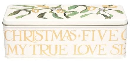 Elite Tins Emma Bridgewater Christmas Five Gold Rings Long Rectangular Biscuit/Cracker Tin - 240 x 100 x 70mm