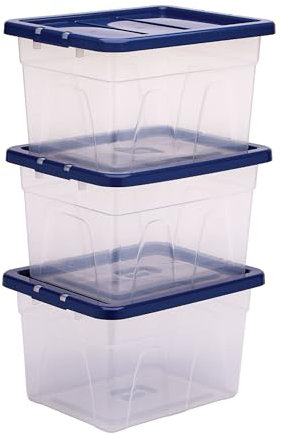 BANKERS BOX 22L Plastic Storage Box 3-Pack, BPA-Free & 100% Recycled Lids, Nesting & Stackable, Dust Cover Lid, 24.5x32x40cm, Ideal for Home & Office Organisation
