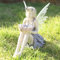 Tuzsocr Solar Fee Gartenstatuen - Sitzende Sitzende Elfe Gartenfiguren mit LED Leuchtene, Harz Blume Fee Deko für Draußen, Wetterfest, Magische Fee Skulptur Deko Rasen, Hof, Terrasse, Fensterbank