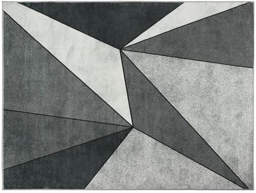 Betadistor Modern Geometric Grey Rug 4x5.3-Feet - Living Room Non-Slip Short Pile Rug 120 x 160 cm 303-11120
