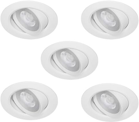 Oley Leuchten® LED Einbaustrahler 230V Spot flach NUVA Strahler innen, deckenspot, led spots 230v, 5 Watt, warmweiß, Einbau Ø 68 mm, VPE 5 Stück