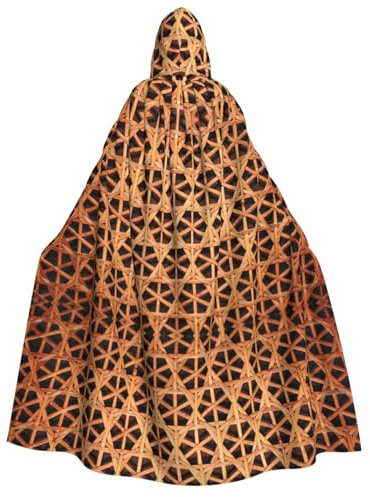 GXUNGT Wicker Woven Grid Print Adult Halloween Hooded Cloak,Perfect For Cosplay,Parties,And Festivals,Uni Comfortable Cape