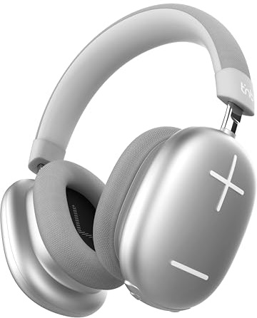 T'nB Bounce Max – Kabellose Over-Ear-Kopfhörer, bequem und umfassend, mit Bluetooth-Verbindung, Stereo-Sound mit integriertem Mikrofon, Akkulaufzeit bis zu 50 Stunden – Silber