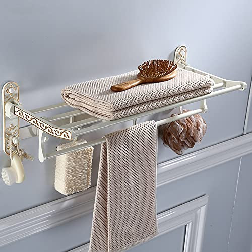 Porte-serviettes Porte-serviettes Salle de bain Bronze Antique Porte-serviettes en Aluminium Avec Crochet, étagère de bain Porte-serviettes actif, étagères murales pliables Pour Salle de bain Cuisine