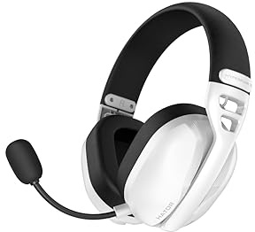 HATOR Hyperpunk 3 Wireless Gaming-Headset – Kabellos, Hi-Res Audio, Hybrid ANC, 40mm Treiber, Bluetooth & 2.4GHz, 45h Akku, abnehmbares Mikrofon, USB-C – für PC, PS5, Weiß