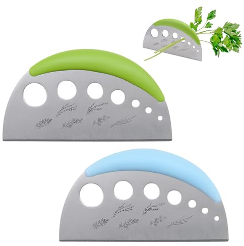 2 Pack Stainless Steel Herb Stripper, 7 Holes Leaf Remover and Peeler Tool for Kale, Basil, Mint, Thyme, Multi-Purpose Kitchen Gadget for Home Use