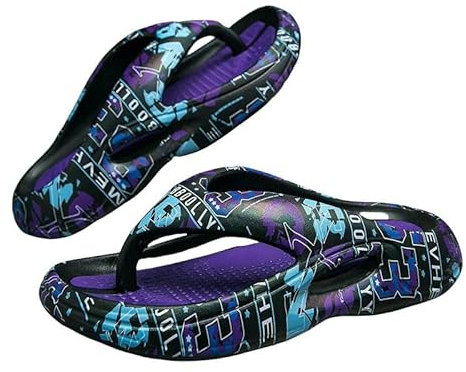 Ciabatte da Uomo Leggere in Eva Infradito Sandali da Spiaggia Scarpe Casual Antiscivolo-Nero Viola-39-40