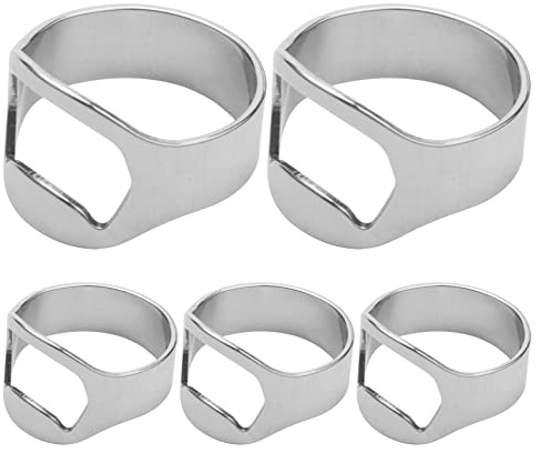 Bosiyrggrl 5x Silver Stainless Steel Metal Finger Thumb Keyring Ring Beer Bottle Opener Bar