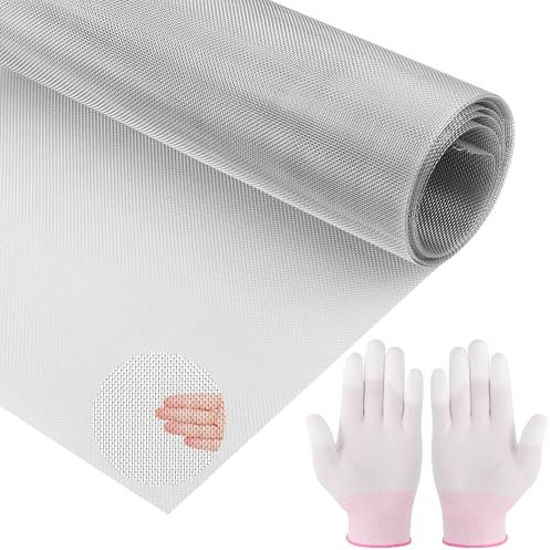 Hejo Rotolo Rete Metallica Maglia Piccola 3000 MM X 300 MM,Rete Zanzariera Metallica Rigida per Recinzioni con Guanto,Facile da Tagliare Rete per Zanzariere in Acciaio Inox per Casa,Cucina,Giardino