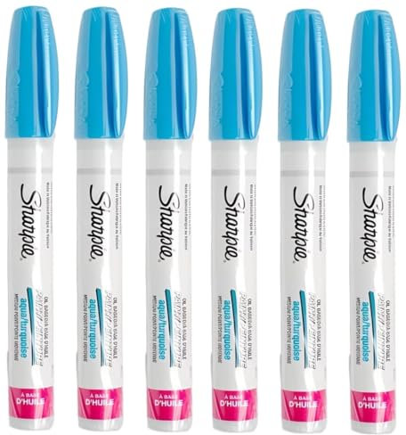 Sharpie Oil Based Paint Marker Pen Medium Tip Aqua/Turquoise 6 Pack