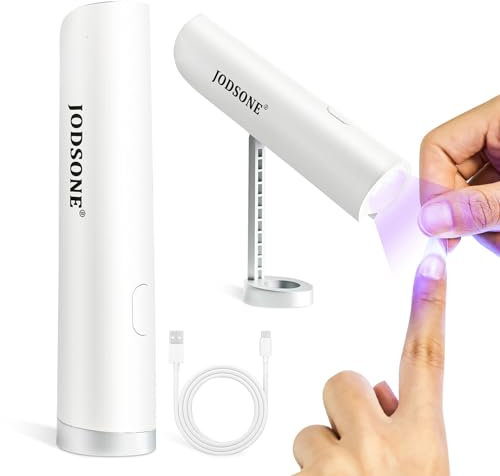 JODSONE Handheld U V Lampe mit Ständer Tragbare Kompakte Nagellampe USB Wiederaufladbar Nageltrockner für Zuhause DIY Nagelstudio Weiß