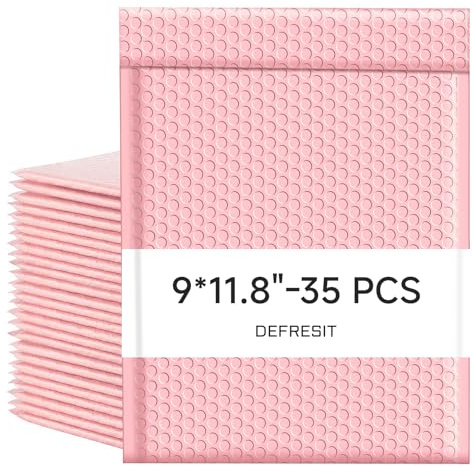 Luftpolster-Versandtaschen, 25 x 30 cm, Luftpolsterumschläge, Polymailer-Versandtaschen, selbstklebend, Rosa, 35 Stück